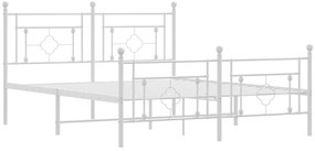 Estrutura de cama com cabeceira e pés 160x200 cm metal branco