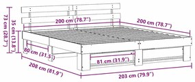Estrutura da Cama Castanho 200 x 200 cm Madeira de pinho maciça