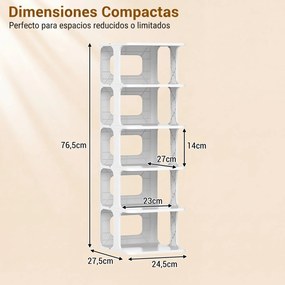 Organizador de sapatos empilhável com 6 níveis em Plastico 27,5 x 24,5 x 76,5 cm, estante estreita vertical, economiza espaço, montagem sem ferramenta