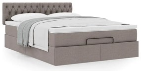 Cama otomana com colchão 140x200 cm tecido cinza