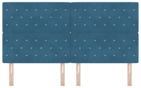 Cabeceira com Botões de Cristal Tuftada Azul Escura 180 cm Veludo