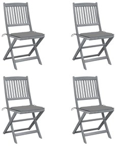 vidaXL Cadeiras exterior dobráveis c/ almofadões 4 pcs acácia maciça