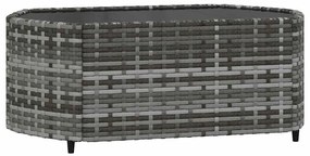 3 pcs conjunto lounge de jardim c/ almofadões vime PE cinzento