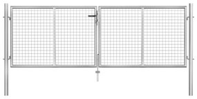 Portão de jardim em aço galvanizado 306x125 cm prateado