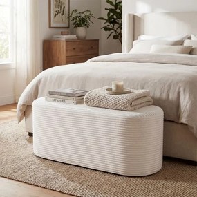 Pufe estofado moderno em veludo 120 x 46 x 48 cm, com espuma de alta densidade, de formato oval, para colocar ao pé da cama, na entrada da sala, no qu
