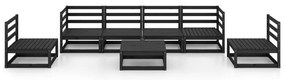 7 pcs conjunto lounge de jardim pinho maciço preto