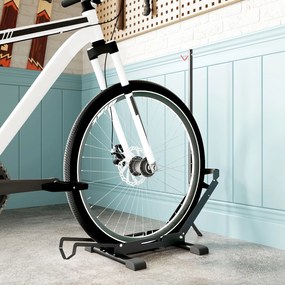 Suporte de Chão para Bicicletas Vertical e Horizontal com Altura Ajustável para Rodas de 20"-29" e 700c 75x41x71-81 cm Preto