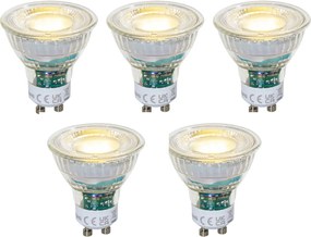 Conjunto de 5 lâmpadas LED GU10 50mm reguláveis transparente 2,5W 450 lm 3000K