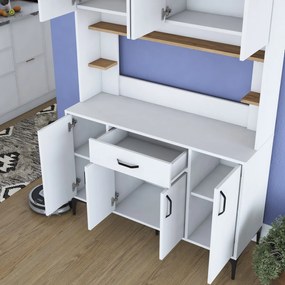 Armário Alto de Cozinha "Stella" - 120 x 184,2 x 40 cm - Nogueira e Br