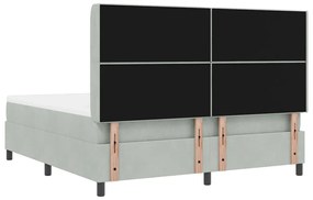 Cama Box com Colchão vidaXL Cinza Claro 180x200 cm Veludo
