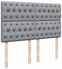 Cama com molas/colchão 140x190 cm tecido cinzento-claro