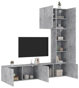 vidaXL 5 pcs móveis de parede p/ TV derivados de madeira cinza cimento