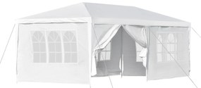 Outsunny Pérgola 6x3m com 2 Portas, 4 Paredes Laterais Removíveis e 4 Janelas para Eventos Branco