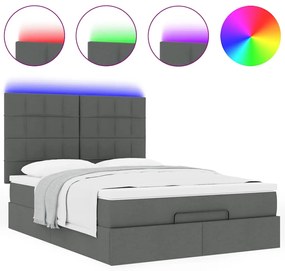 Estrutura de cama otomana com colchão 140x190cm cinzento escuro