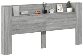 Armário de cabeceira c/ luzes LED 200x16,5x103,5cm cinza sonoma
