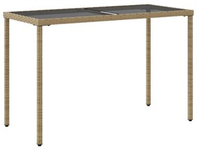 Mesa de jardim com tampo de vidro 115x54x74 cm vime PE bege