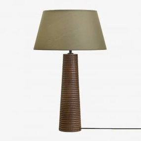Candeeiro De Mesa Em Madeira De Manga Malva ↑40 Cm & Sage Green Ø40 Cm Monaco - Sklum