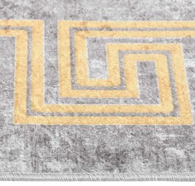 Tapete lavável antiderrapante 150x230 cm cinzento e dourado