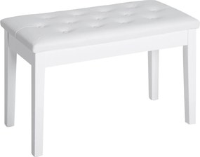 Banco para Piano com Espaço de Armazenamento Assento de Couro Sintético Acolchoado 76x36x50 cm Branco