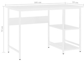 Secretária de computador 105x55x72 cm MDF e metal branco