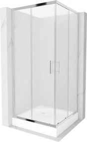Mexen Rio cabine de duche quadrada 90 x 90 cm, fosca, cromada + base de duche, branca - 860-090-090-01-30-4510