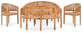 vidaXL 5 pcs conj. lounge de jardim formato banana teca maciça