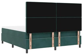 Cama Box Spring vidaXL com Colchão &amp; LED Verde Escuro 180x200 cm Velud