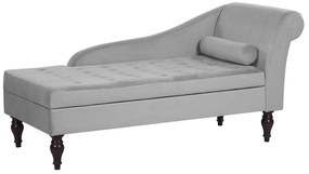 Chaise-longue à direita com arrumação em veludo cinzento claro PESSAC II Beliani