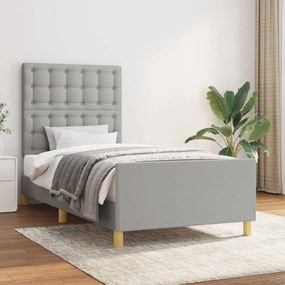vidaXL Estrutura de cama c/ cabeceira tecido 80x200 cm cinza-claro