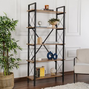 Estante Elysian – Nogueira/Preto – 90 x 180 x 33,5 cm