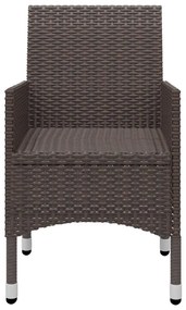 3 pcs conjunto de jantar para jardim com almofadões castanho