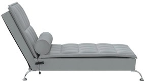 Chaise lounge de massagem com rolo tecido cinzento-claro