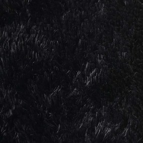 Tapete shaggy de pelo alto NAVARRA 120x120 cm poliéster preto