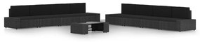 vidaXL 9 pcs conjunto lounge de jardim c/ almofadões vime PE preto
