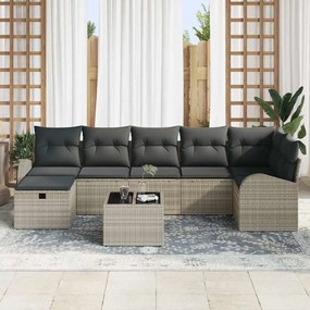 Conjunto de Sofás de Jardim de 8 Peças com Almofadas Cinza Claro Ratta