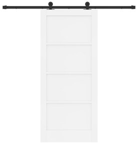 Porta Deslizante com Conjunto de Ferragens Branca 86x198,5 cm Madeira