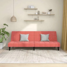 vidaXL Sofá-cama de 2 lugares veludo rosa