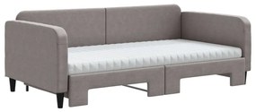 Sofá-cama + gavetão/colchões 100x200cm tecido cinza-acastanhado