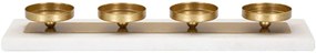 Castiçal Retangular em Metal Dourado e Mármore – 40x10x5 cm
