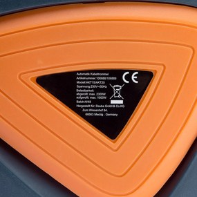 Enrolador automático com extensão eletrica de 15 m + 1,5 m de cabo de ligação 31 x 13,5 x 27 cm Cinzento + Laranja