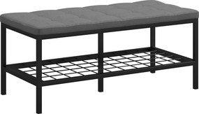 HOMCOM Banco de sapatos com almofada estofada e prateleira de arrumação, banco de entrada para corredor, quarto, 90x41x40cm, cinzento | Aosom Portugal