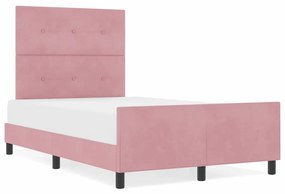 Estrutura de Cama de Veludo Rosa 120x200 cm