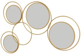 HOMCOM Espelho Decorativo de Parede em Metal 3D Decoração de Parede Metálica com 4 Espelhos Redondos para Corredor 110x68 cm Dourado | Aosom Portugal