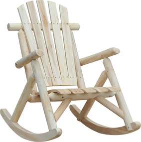 Outsunny Poltrona de Jardim Adirondack de Baloiço Rocking Chair Estilo neo-rétro Assento Encosto Ergonómico Madeira Natural de pinho | Aosom Portugal