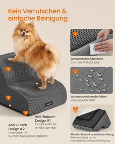 Escada para cães com 2 degraus 40 x 40 x 30 cm  impermeáveis e antiderrapantes e inclinação suave cinzento ardósia