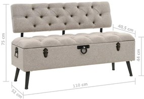 Banco de arrumação com encosto 110 cm tecido cor creme