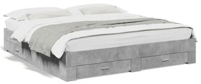 vidaXL Estrutura de cama c/ gavetas derivados de madeira cinza-cimento