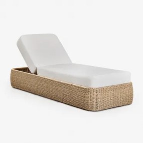 Espreguiçadeira Reclinável De Ferro E Rattan Sintético Leilan Branco - Sklum