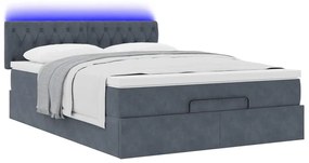 Estrutura de cama otomana com colchão 140x190cm cinzento escuro