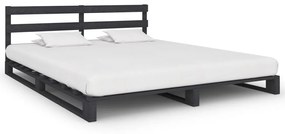 Estrutura de cama em paletes pinho maciço 200x200 cm cinzento